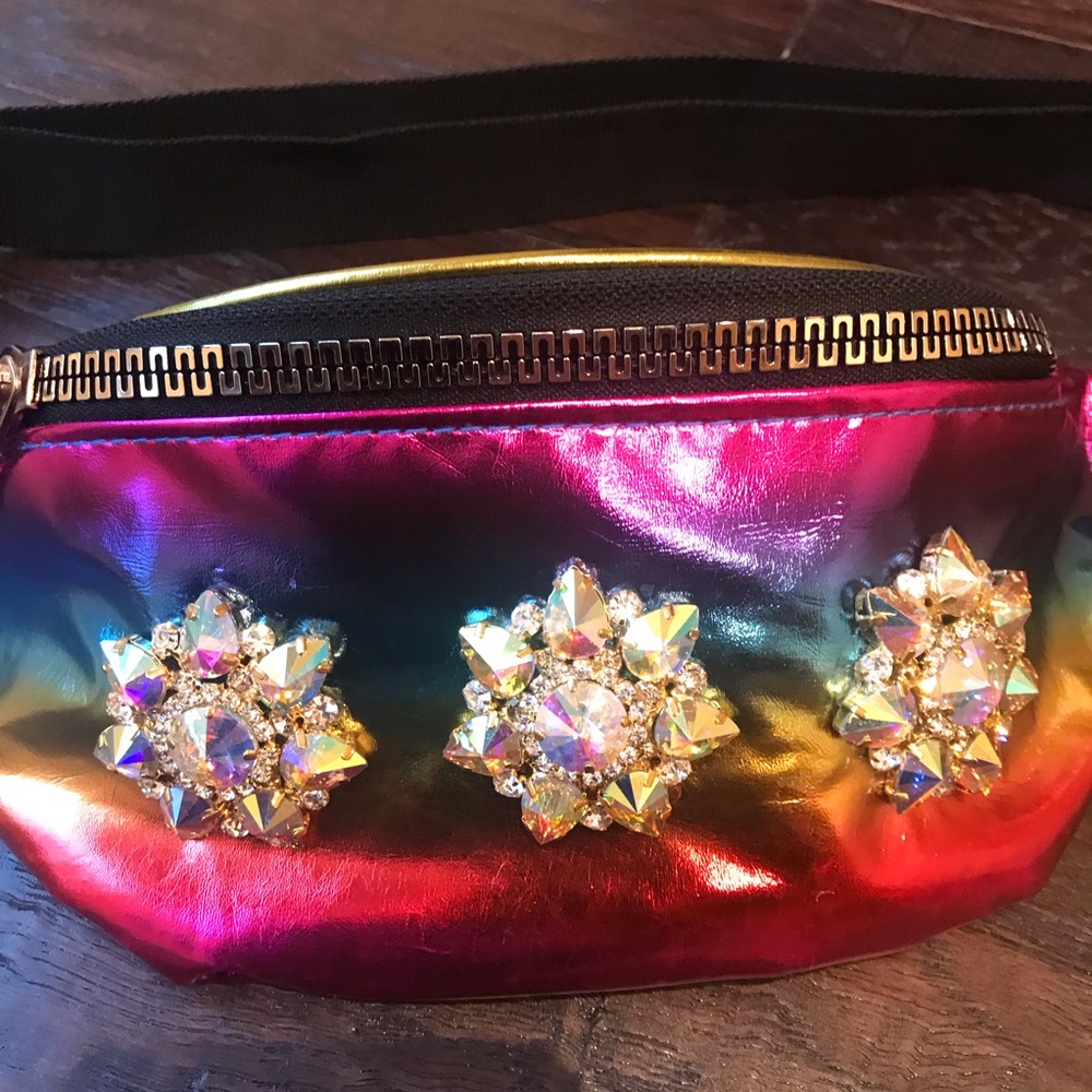 Rainbow Metallic Rhinestone Fanny Pack